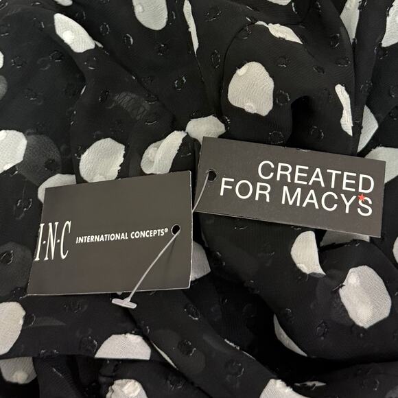 INC International Concepts Dress 14 Black White Polka Dot Career Casual Popover - Picture 5 of 9